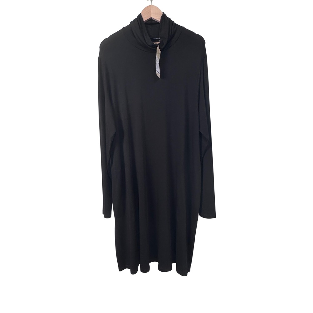 Gudrun Sjoden Layering Long Sleeve Turtleneck Midi Dress Lagenlook Black XL NEW